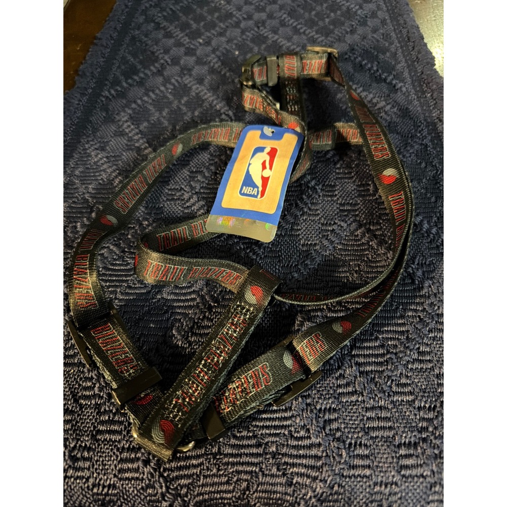 NBA Portland Trail Blazers Adjustable Dog Harness Black Red Logo New with Tags